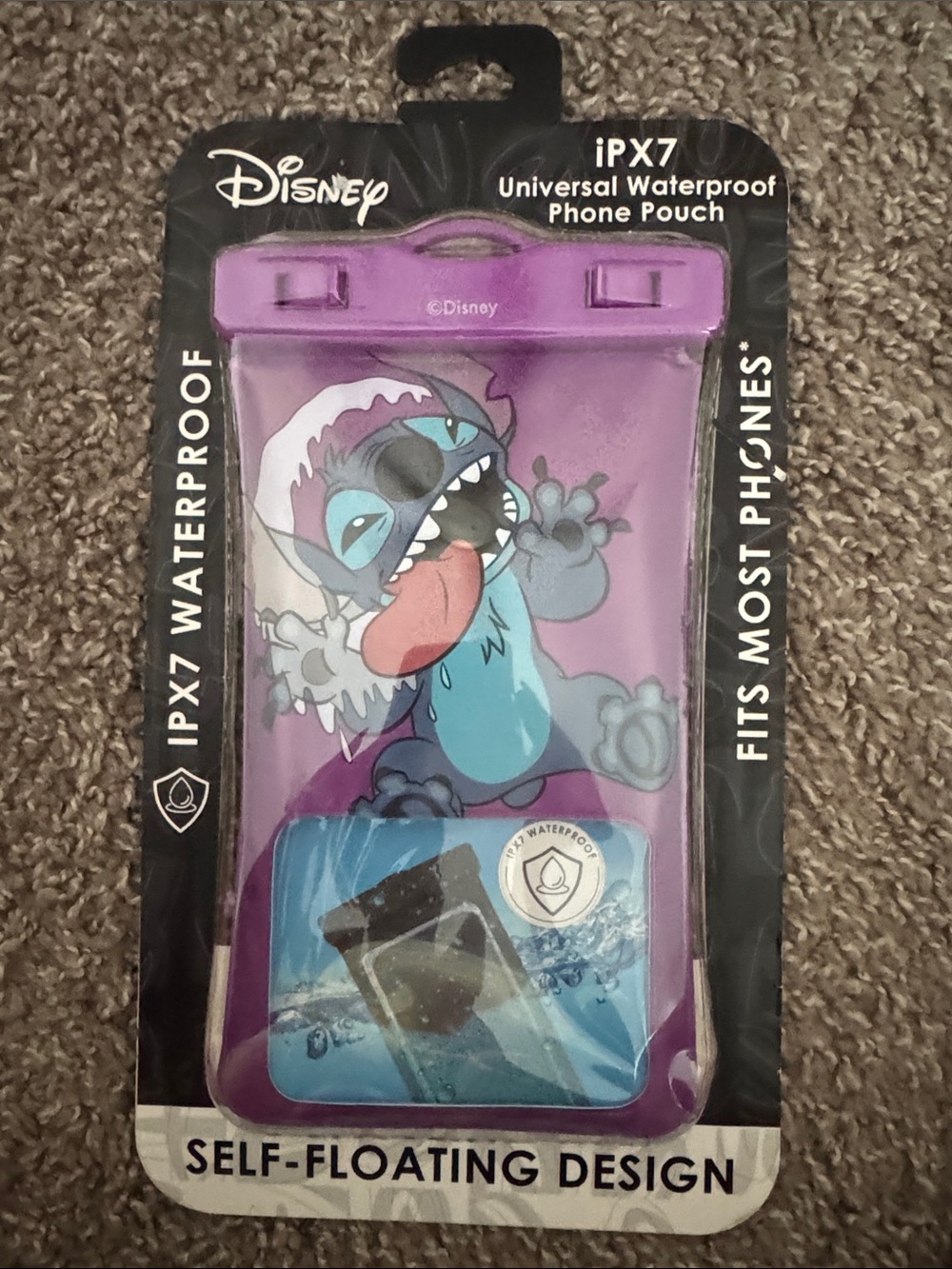Disney Purple Stitch iPX7 Waterproof Universal Phone Pouch - Self-Floating